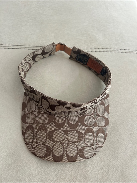 Coach Accessories - Coach Brown and Tan Signature Monogram Visor